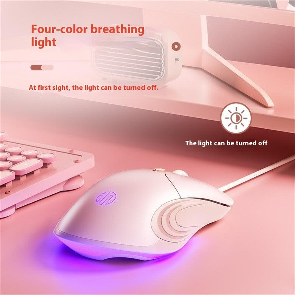 INPHIC B8 USB Wired Mouse for Girls Women 7200DPI 6 Key Mute Gaming Mouse for Laptop PC