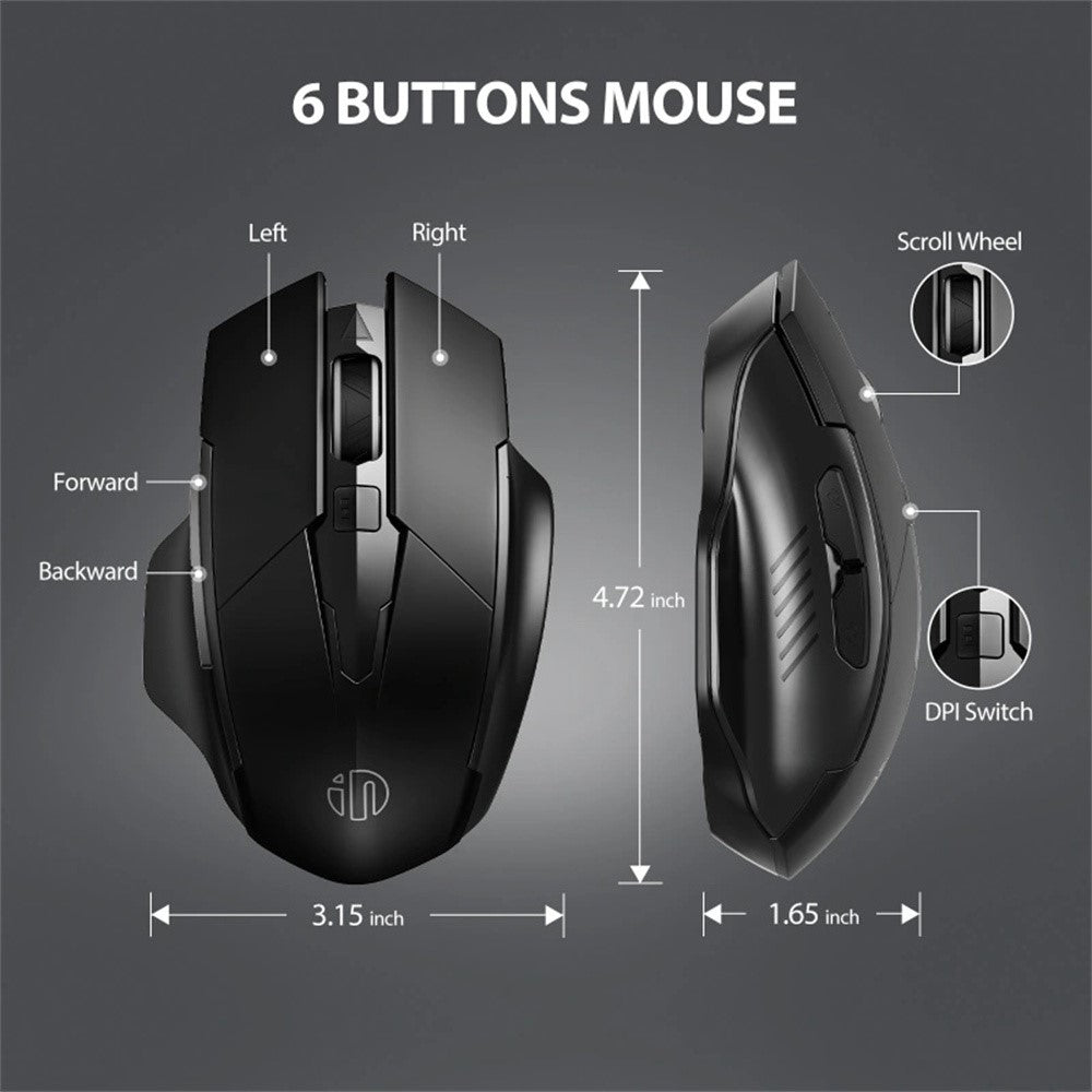 INPHIC F1 Wireless Mouse 1600DPI 6 Keys Type-C Rechargeable Mute Gaming Mouse for Home Office