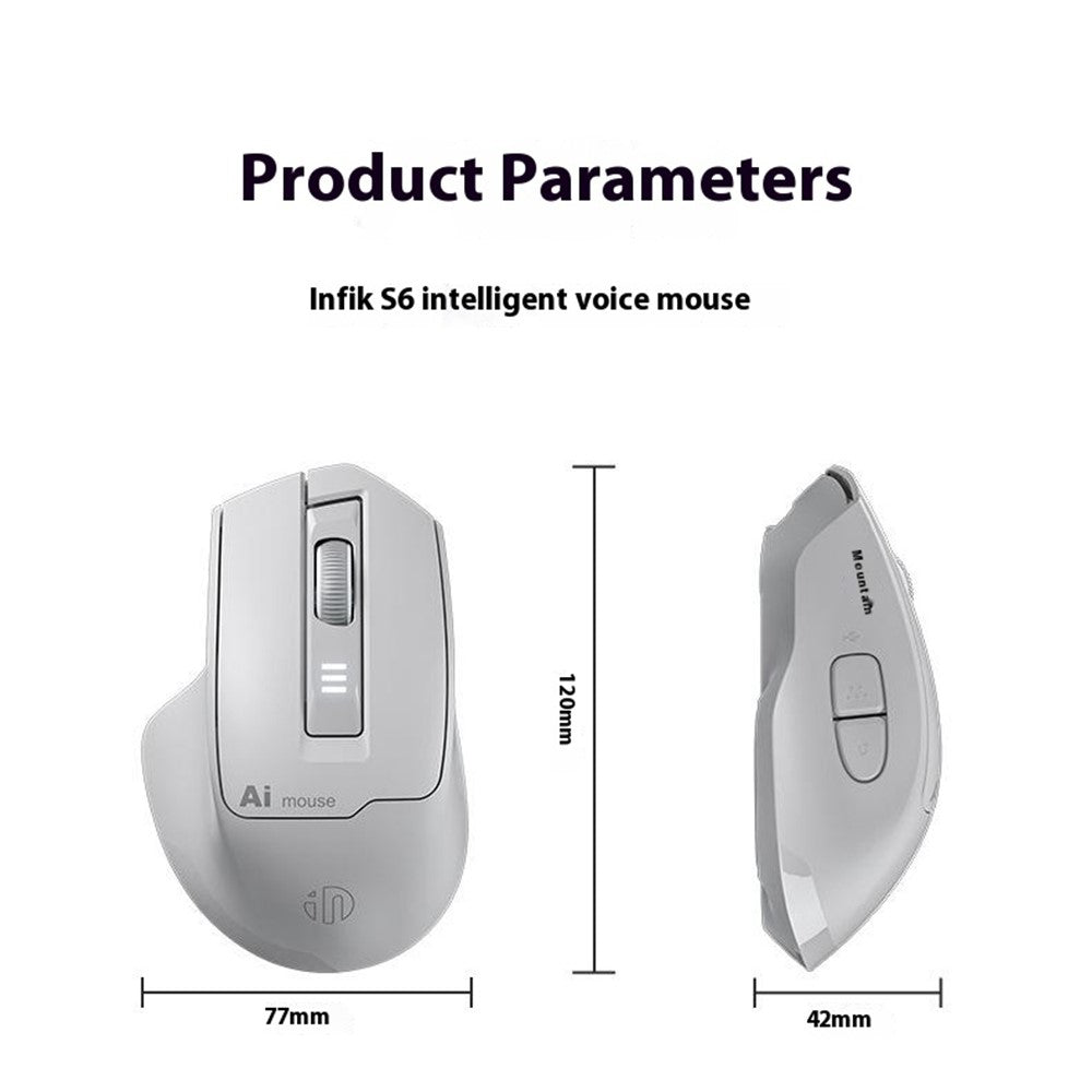 INPHIC S6 AI Smart Voice Mouse Wireless Bluetooth-compatible Mouse 2400DPI Supports Voice-Controlled Typing