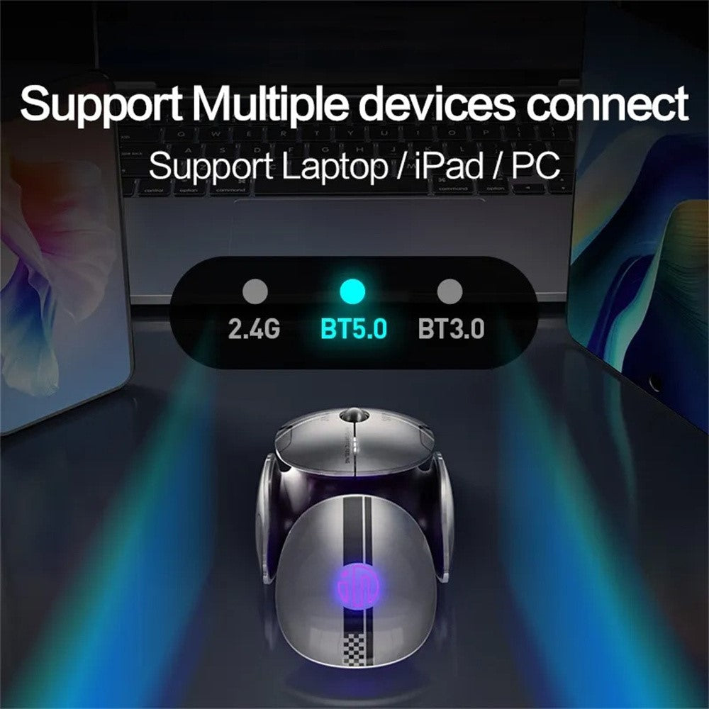 INPHIC X2 3 Modes Mouse Wireless Bluetooth-compatible 4.0  /  5.0 Mouse 2400DPI Rechargeable Mice with Light for Laptop