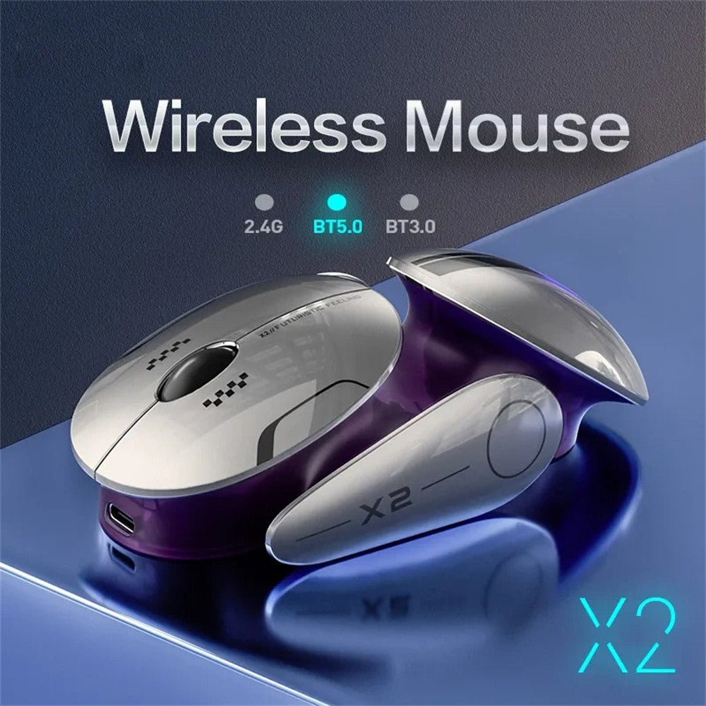 INPHIC X2 3 Modes Mouse Wireless Bluetooth-compatible 4.0  /  5.0 Mouse 2400DPI Rechargeable Mice with Light for Laptop