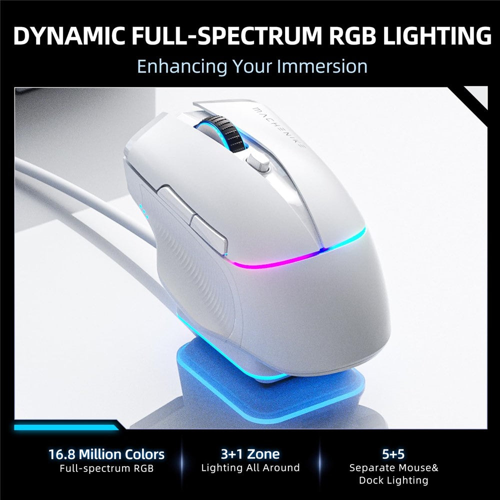 MACHENIKE L8 Pro Wired / Bluetooth-compatible / 2.4G Wireless Mouse RGB Light Computer Laptop Mice with Charging Base