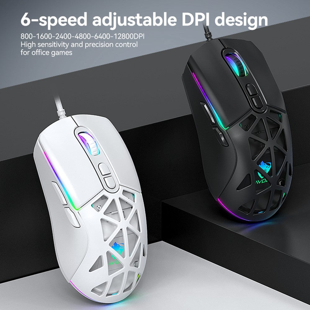 T-WOLF G520 Gaming Mouse RGB Backlit 7 Keys Programmable Mouse with Interchangeable Back Cover