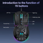 T-WOLF G520 Gaming Mouse RGB Backlit 7 Keys Programmable Mouse with Interchangeable Back Cover