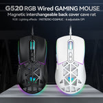 T-WOLF G520 Gaming Mouse RGB Backlit 7 Keys Programmable Mouse with Interchangeable Back Cover