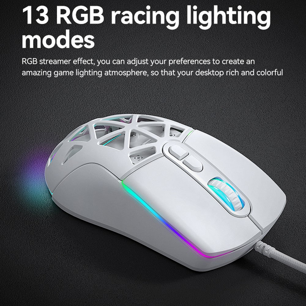 T-WOLF G520 Gaming Mouse RGB Backlit 7 Keys Programmable Mouse with Interchangeable Back Cover