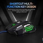 T-WOLF M1 Gaming Mouse Wired Ergonomic Design 7-Color Breathing Light for PC Gaming