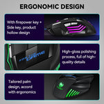 T-WOLF M1 Gaming Mouse Wired Ergonomic Design 7-Color Breathing Light for PC Gaming