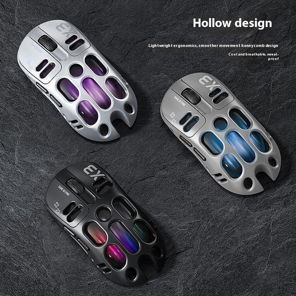 T-WOLF X3 Gaming Mus Trådløs BT Tre-Tilstand Hul Design RGB Baggrundsbelyst Mekanisk Mus Til Esport