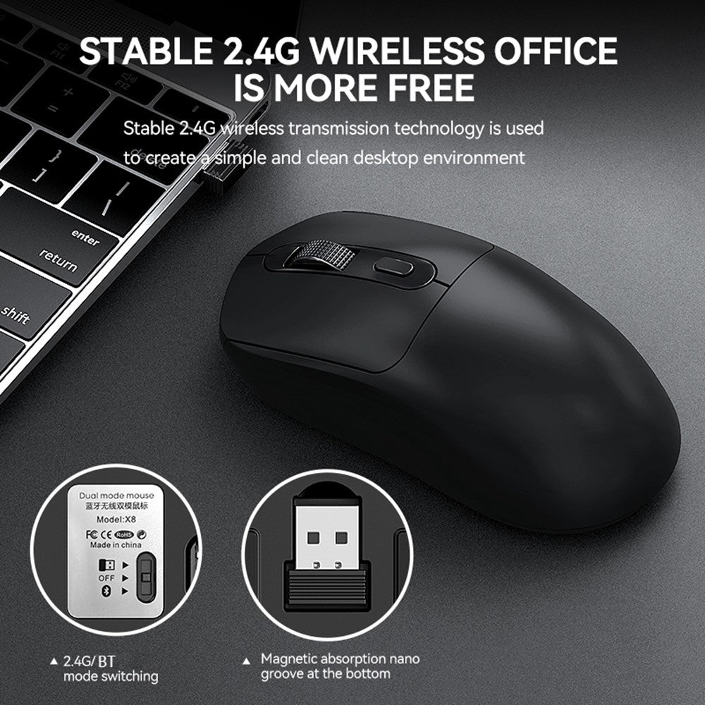 T-WOLF X8 Dual Mode Wireless Mouse with 500mAh Rechargeable Battery Gaming Mouse