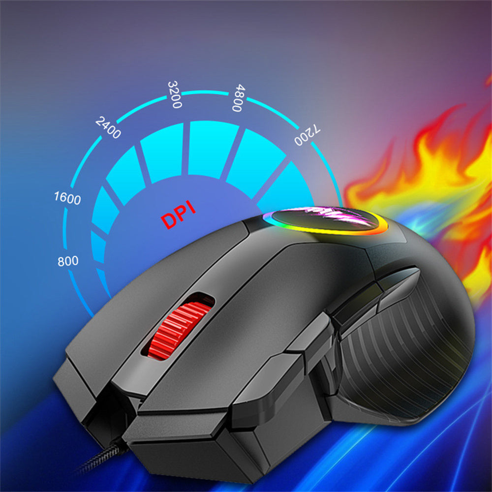 Y-FRUITFUL M89 Kablet USB Gaming Mus 7200 DPI 8 Programmerbare Knapper Mus med RGB Baggrundsbelysning til PC