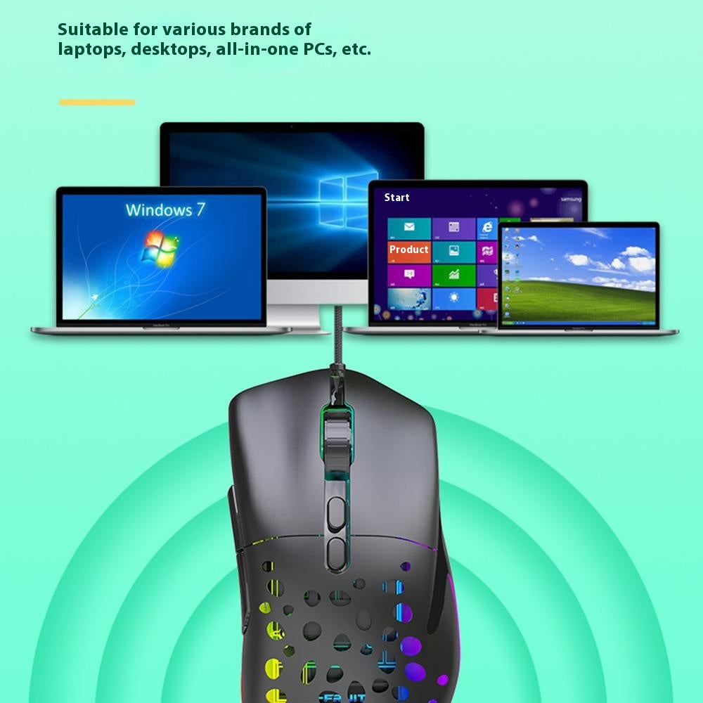 Y-FRUITFUL M88 Gaming Mouse 2.4G Wireless/Wired 7 Button Ergonomic PC Gaming Mice with RGB Backlit