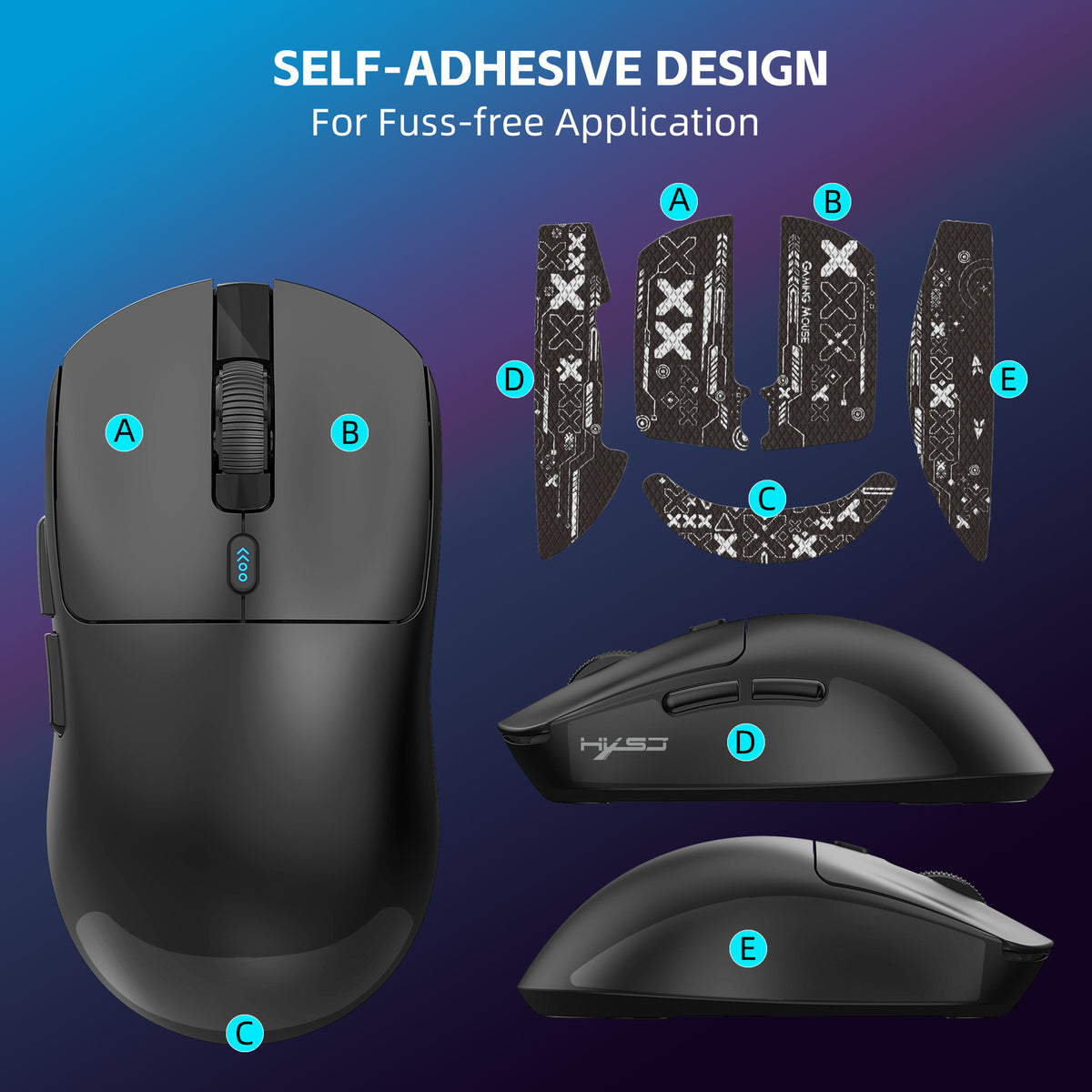 HXSJ T68 2.4G Wireless / Wired / Bluetooth-compatible 3 Modes Gaming Mouse 12000 DPI Ultra Light Rechargeable Mouse