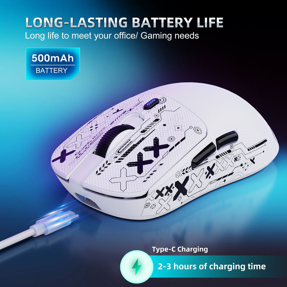 HXSJ T68 2.4G Wireless / Wired / Bluetooth-compatible 3 Modes Gaming Mouse 12000 DPI Ultra Light Rechargeable Mouse