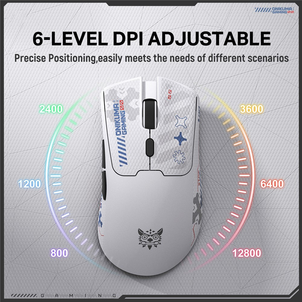 ONIKUMA DM01 Tri-Mode Gaming Mus Trådløs 2.4G Kablet Type-C Bluetooth-kompatibel Mus med 6 DPI-niveauer