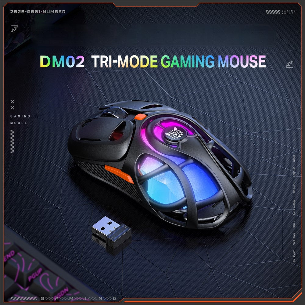 ONIKUMA DM02 Tri-Mode Gaming Mouse 2.4G Wireless Bluetooth-compatible 6 DPI Levels RGB Backlit Mouse