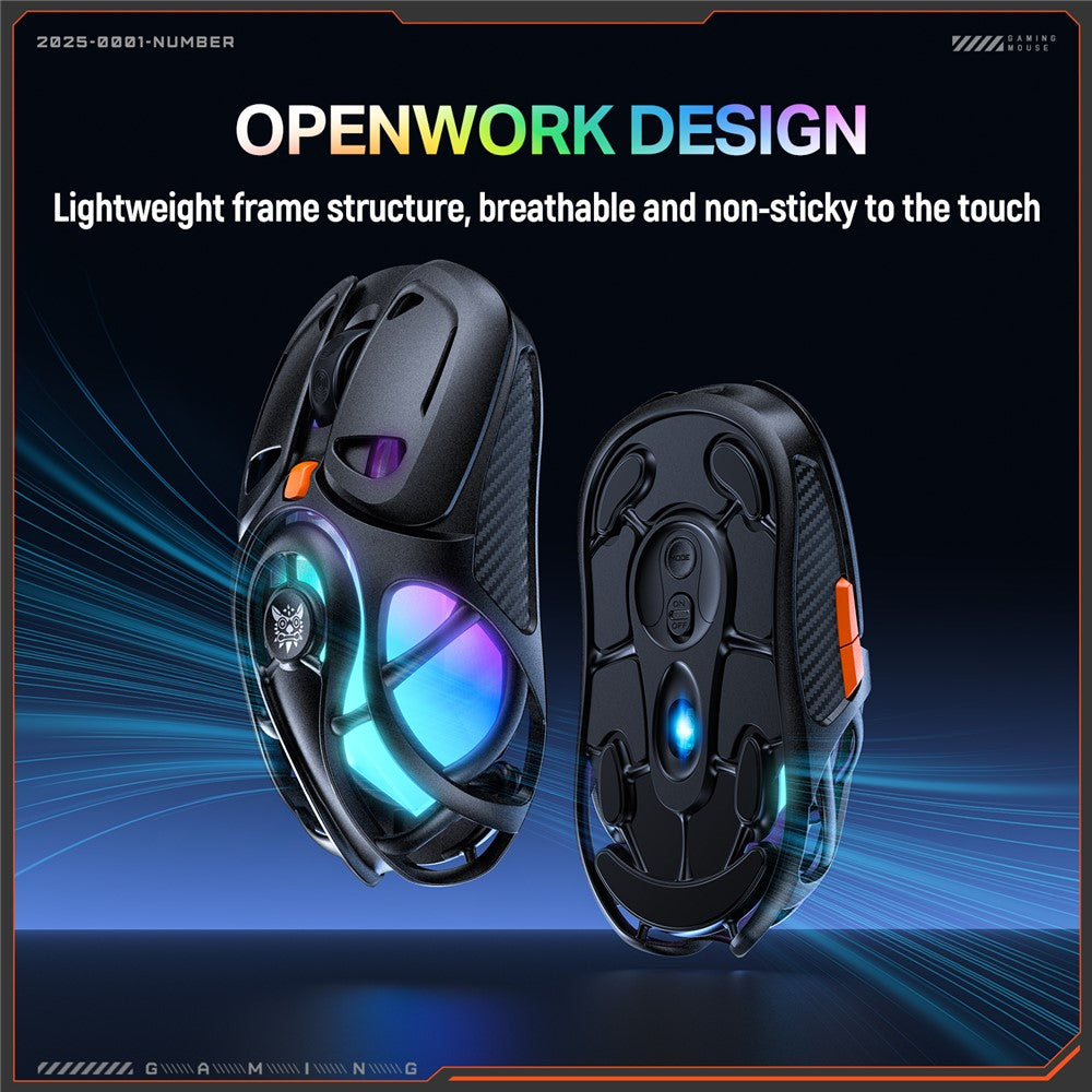 ONIKUMA DM02 Tri-Mode Gaming Mouse 2.4G Wireless Bluetooth-compatible 6 DPI Levels RGB Backlit Mouse