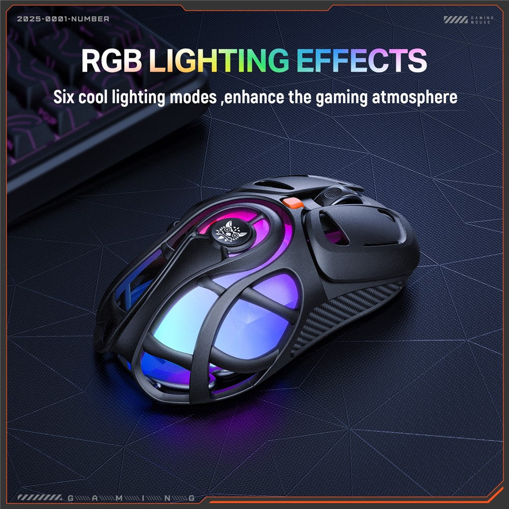 ONIKUMA DM02 Tri-Mode Gaming Mouse 2.4G Wireless Bluetooth-compatible 6 DPI Levels RGB Backlit Mouse