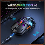 ONIKUMA DM02 Tri-Mode Gaming Mouse 2.4G Wireless Bluetooth-compatible 6 DPI Levels RGB Backlit Mouse