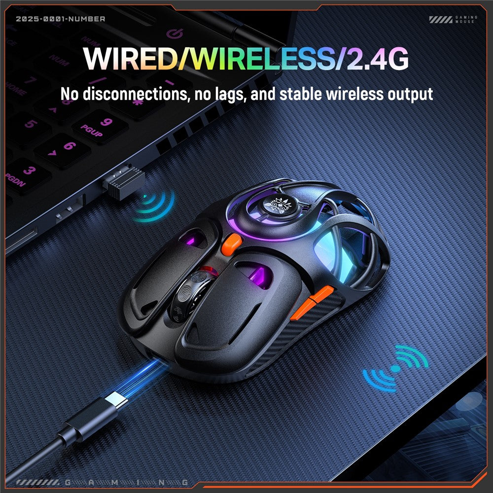 ONIKUMA DM02 Tri-Mode Gaming Mouse 2.4G Wireless Bluetooth-compatible 6 DPI Levels RGB Backlit Mouse