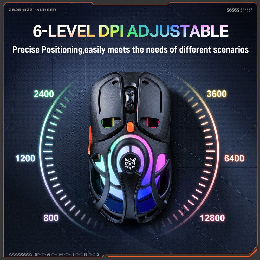 ONIKUMA DM02 Tri-Mode Gaming Mouse 2.4G Wireless Bluetooth-compatible 6 DPI Levels RGB Backlit Mouse