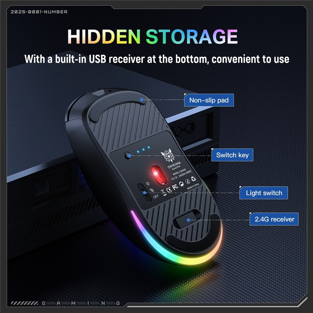 ONIKUMA CW935 Three Mode Gaming Mouse RGB 12800 DPI Bluetooth-compatible Wireless 2.4G Mouse