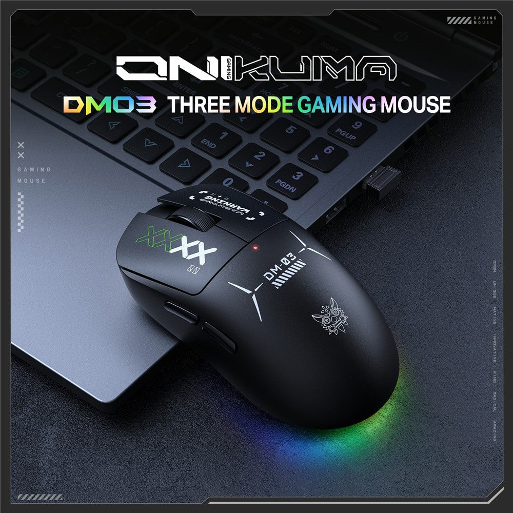 ONIKUMA DM03 Gaming Mouse Wireless 2.4G Bluetooth-compatible Wired 3-Mode 12000DPI Rechargeable Mice for PC Gaming Office