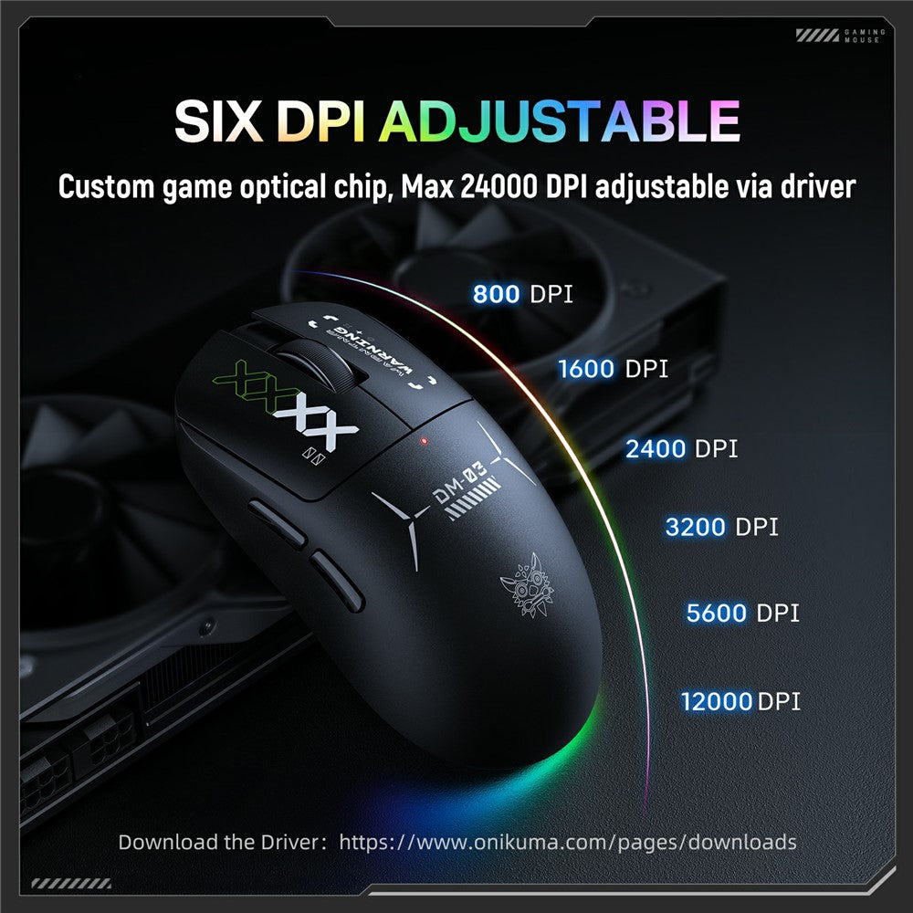 ONIKUMA DM03 Gaming Mouse Wireless 2.4G Bluetooth-compatible Wired 3-Mode 12000DPI Rechargeable Mice for PC Gaming Office