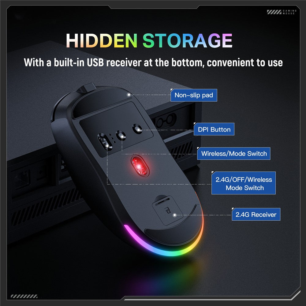 ONIKUMA DM03 Gaming Mouse Wireless 2.4G Bluetooth-compatible Wired 3-Mode 12000DPI Rechargeable Mice for PC Gaming Office