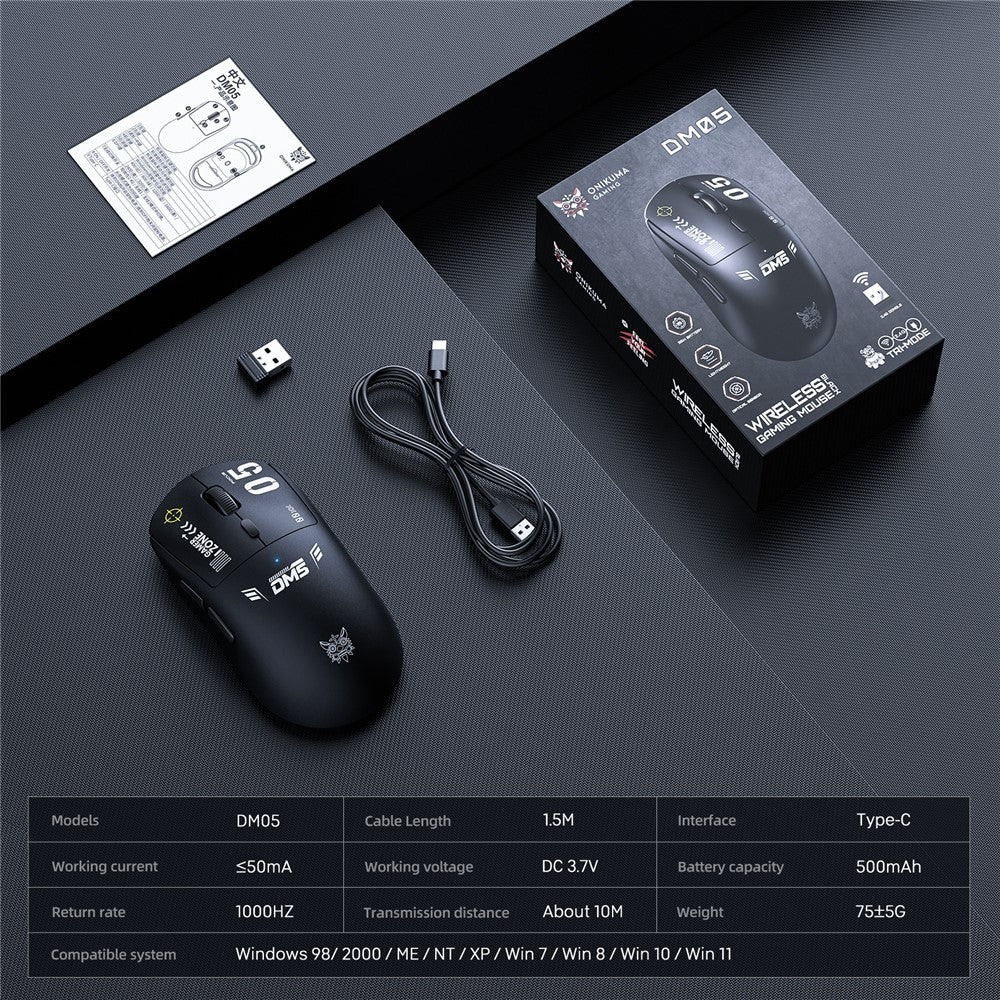 ONIKUMA DM05 Tri-Mode Gaming Mouse Bluetooth-compatible 2.4G Wireless Wired Ergonomic PC Mice