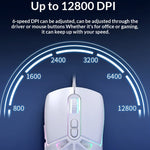 ERAZER G303 Pro let RGB-gamingmus med 7 knapper, 12800 DPI, ergonomisk kablet mus til kontorbrug (investeret af Lenovo)