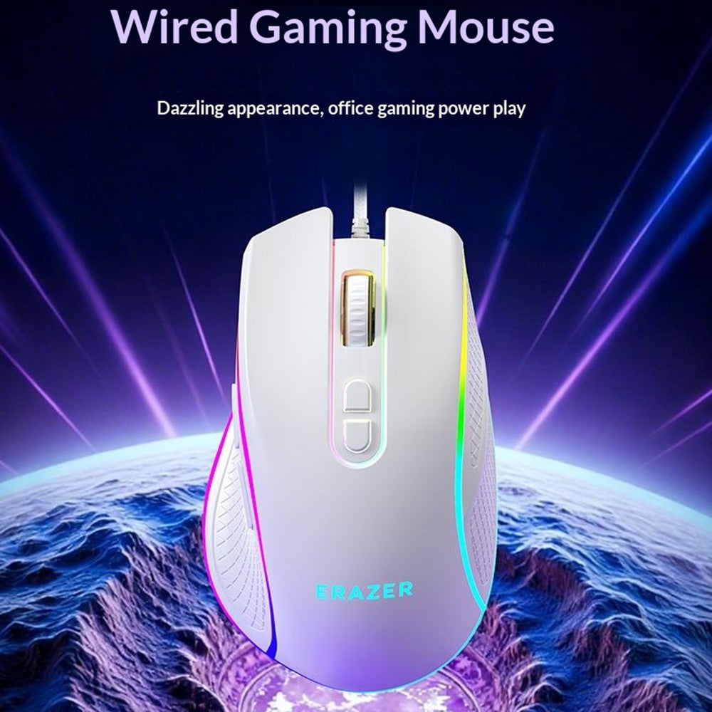 ERAZER G304 Kablet Gamingmus 7D Layout RGB Farverigt Lys 3600 DPI Ergonomisk Mus til Kontor og Gaming (Investeret af Lenovo)