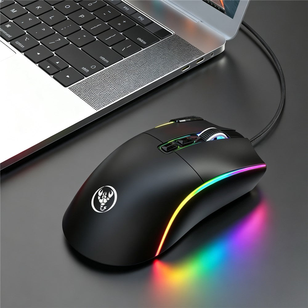 HXSJ X1 RGB Gamingmus med 8 programmerbare taster 7200 DPI kablet mus til gaming og kontorbrug