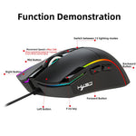 HXSJ X1 RGB Gamingmus med 8 programmerbare taster 7200 DPI kablet mus til gaming og kontorbrug