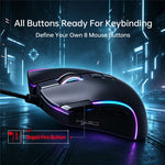 HXSJ X1 RGB Gamingmus med 8 programmerbare taster 7200 DPI kablet mus til gaming og kontorbrug