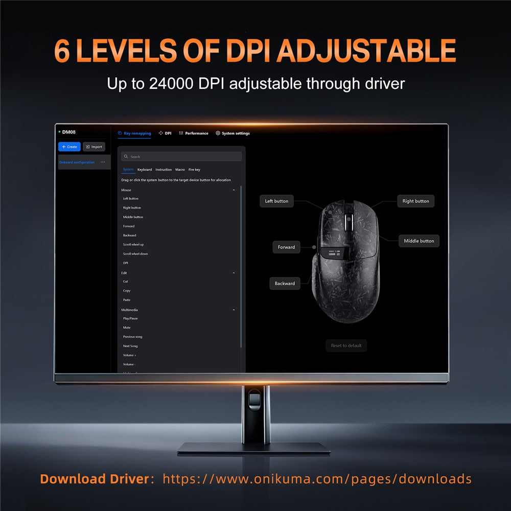 ONIKUMA DM08 Trådløs Tri-Mode Gaming Mus 2.4G Bluetooth-kompatibel Type-C OLED-skærm med RGB-opladerbase