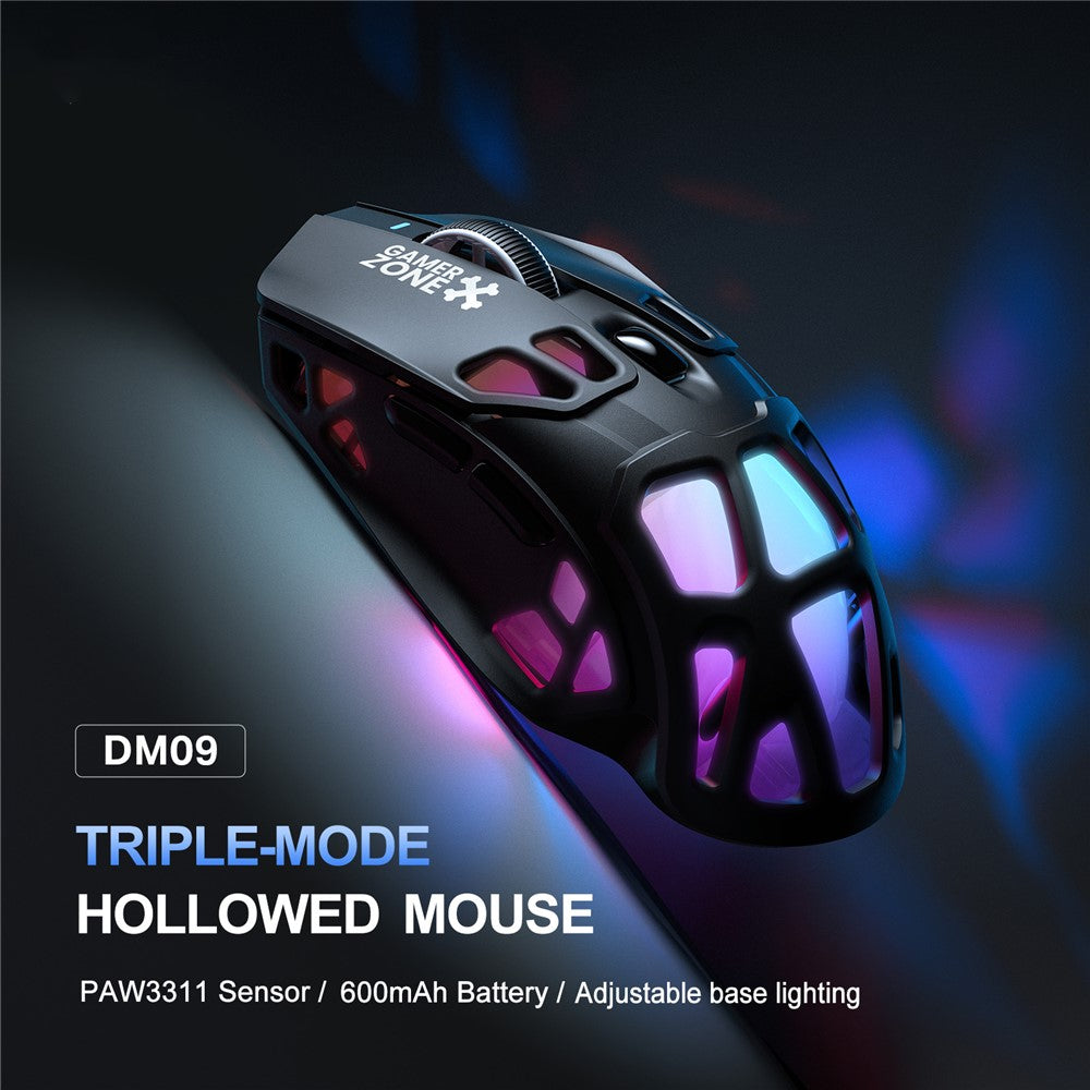 ONIKUMA DM09 Tri-Mode Wireless Gaming Mouse Hollow Design with RGB Magnetic Charging Base