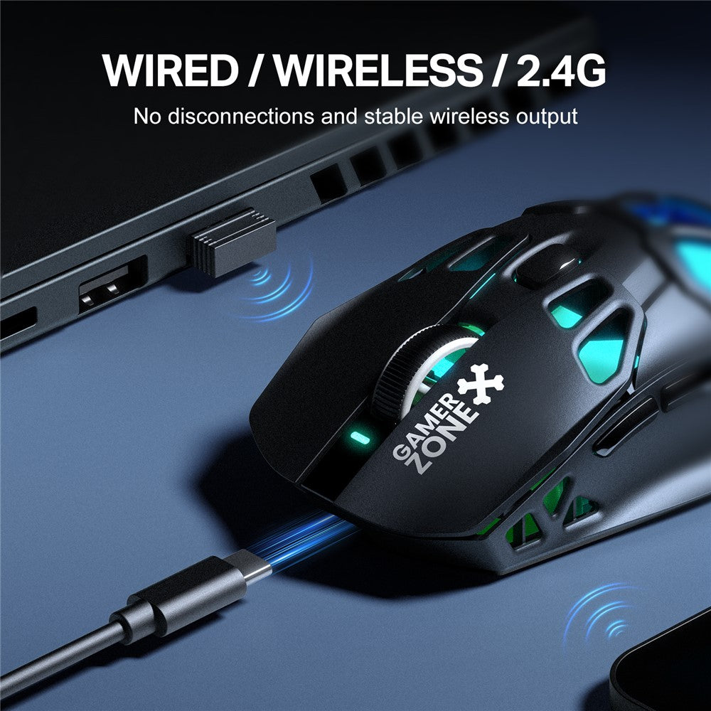 ONIKUMA DM09 Tri-Mode Wireless Gaming Mouse Hollow Design with RGB Magnetic Charging Base