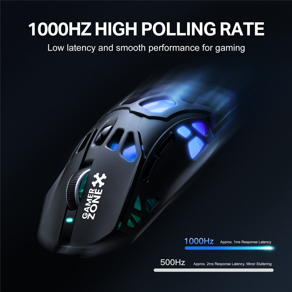 ONIKUMA DM09 Tri-Mode Wireless Gaming Mouse Hollow Design with RGB Magnetic Charging Base