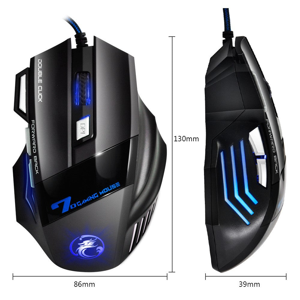 IMICE X7 Gaming Mus USB Kablet Mus 7 Knapper Optisk USB Kablet Mus RGB Baggrundsbelysning