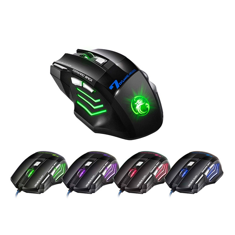 IMICE X7 Gaming Mus USB Kablet Mus 7 Knapper Optisk USB Kablet Mus RGB Baggrundsbelysning