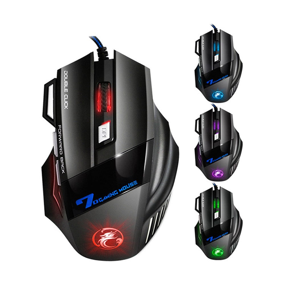 IMICE X7 Gaming Mus USB Kablet Mus 7 Knapper Optisk USB Kablet Mus RGB Baggrundsbelysning