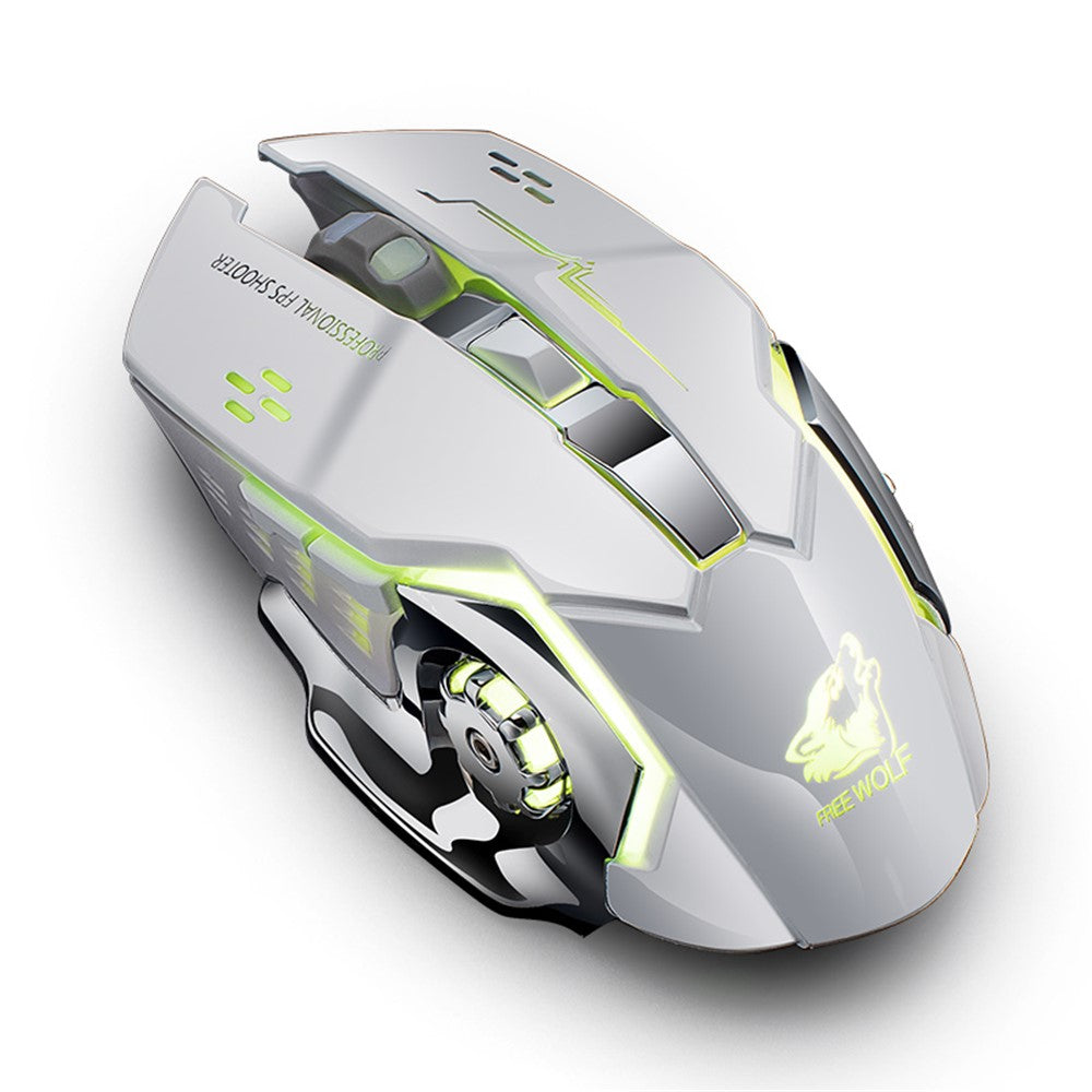 FREE WOLF X8 2.4G Wireless Charging Game Mouse Silent Illuminated Mechanical Mouse
