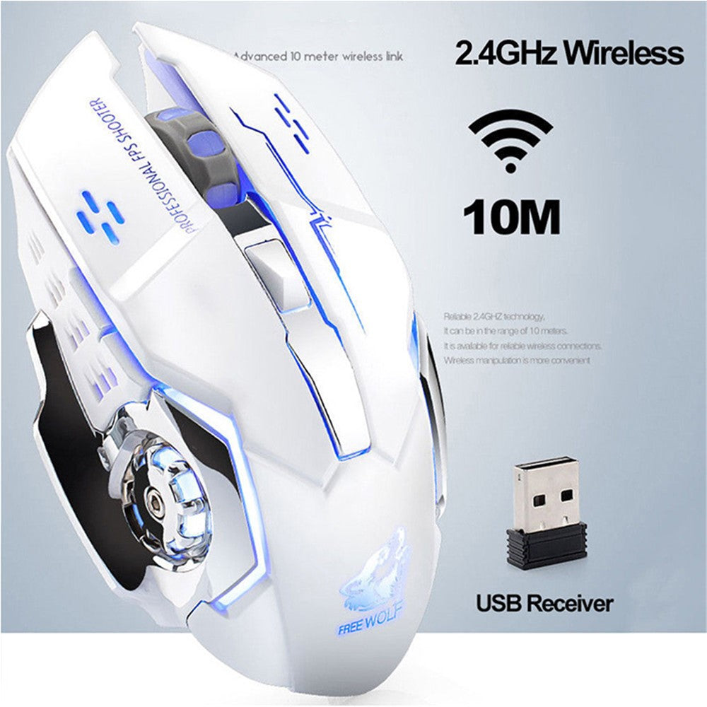 FREE WOLF X8 2.4G Wireless Charging Game Mouse Silent Illuminated Mechanical Mouse
