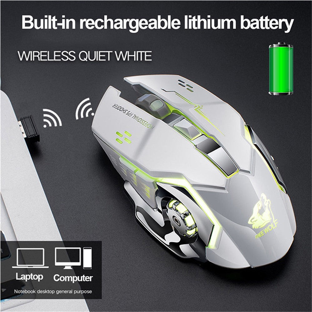 FREE WOLF X8 2.4G Wireless Charging Game Mouse Silent Illuminated Mechanical Mouse