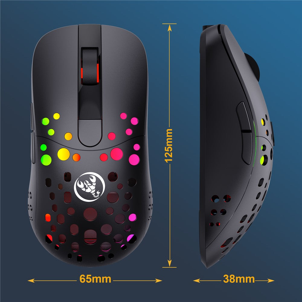 HXSJ T100 RGB Macro Programmable Dual Mode Wireless/Wired Gaming Mouse 10000 DPI Rechargeable Mice