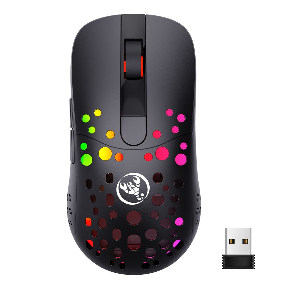 HXSJ T100 RGB Macro Programmable Dual Mode Wireless/Wired Gaming Mouse 10000 DPI Rechargeable Mice
