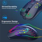 HXSJ T100 RGB Macro Programmable Dual Mode Wireless/Wired Gaming Mouse 10000 DPI Rechargeable Mice