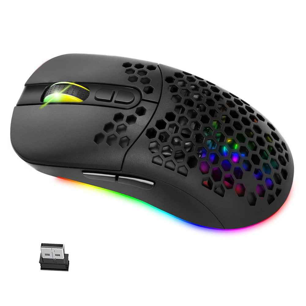2.4G Bluetooth-compatible Dual Mode Honeycomb Shell Wireless Mouse with RGB Backlit for Laptop PC Computer