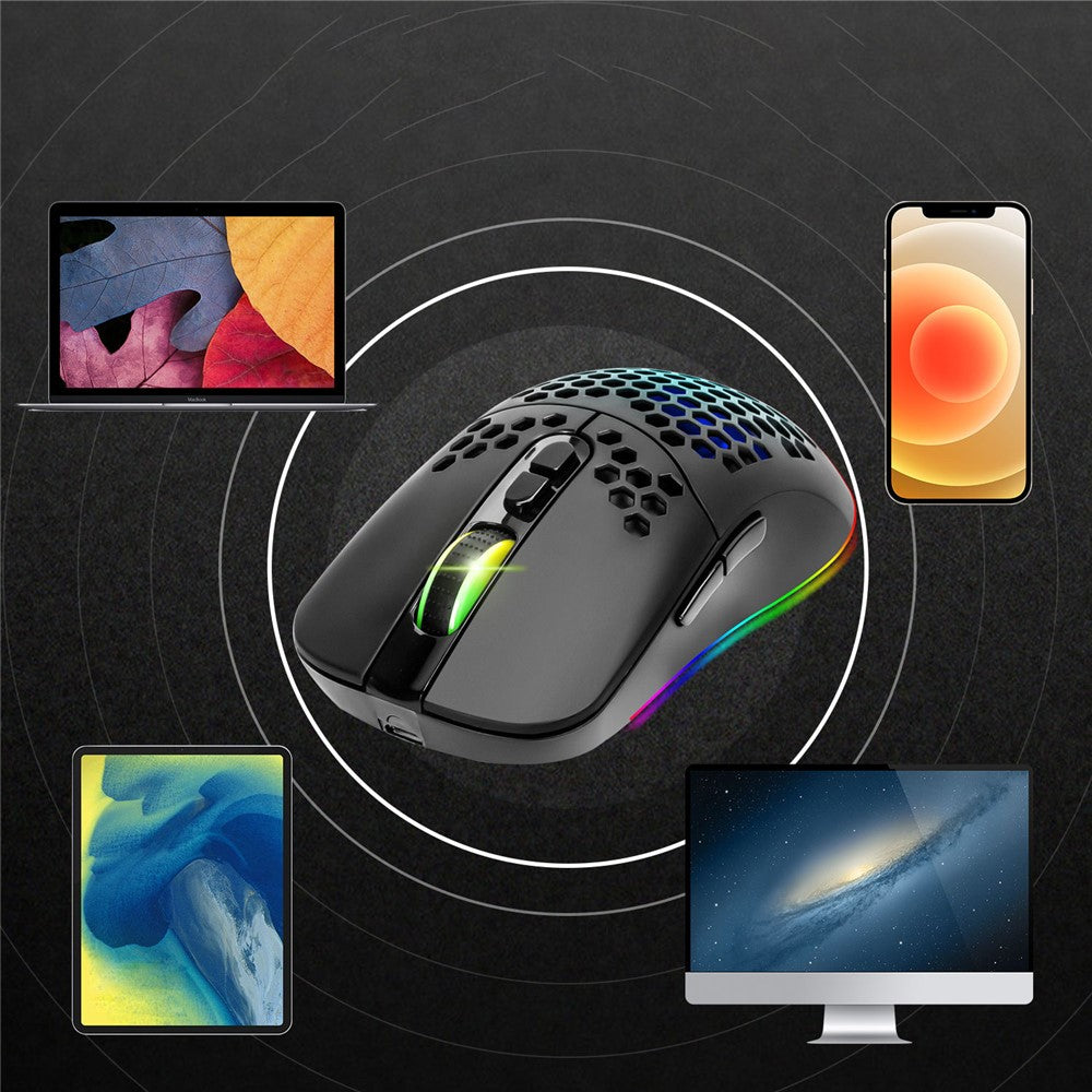 2.4G Bluetooth-compatible Dual Mode Honeycomb Shell Wireless Mouse with RGB Backlit for Laptop PC Computer
